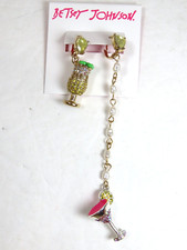 Betsey Johnson Earrings Gold Tone Pierced AB Glasses AD1947