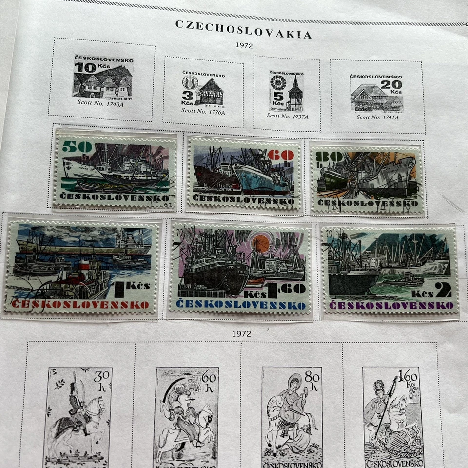 SELLOS DE CHECOSLOVAQUIA EN PÁGINAS DE ÁLBUM MARIPOSAS, CORREO AÉREO, BARCO, ESPACIO, OLIMPIADAS Foto 4 de 4