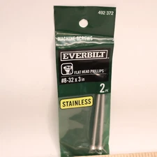 (2-Pk) Everbilt Phillips Flat-Head Machine Screws # 8-32 x 3" 492372