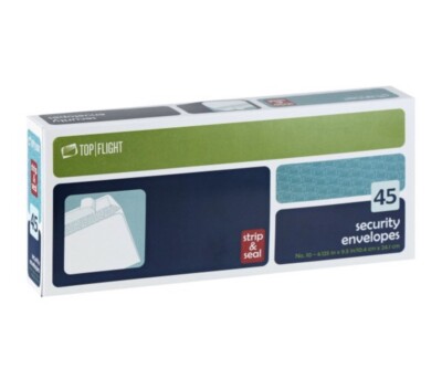 Case Of 24 (24 Boxes X 45=1,080 Total)Top Flight 72309 strip & Seal Envelopes