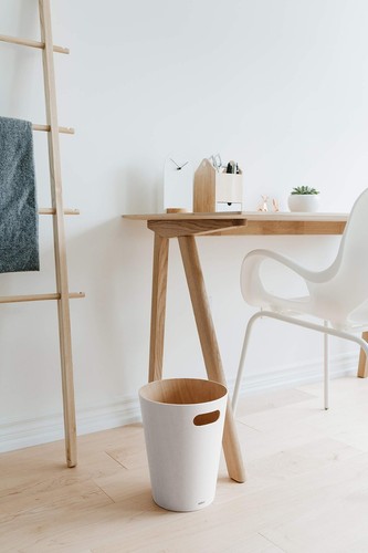 WOODROW CESTINO DELLA SPAZZATURA 7,5 L FAGGIO EUROPEO BIANCO NATURALE DESIGN ELE - Foto 8 di 12