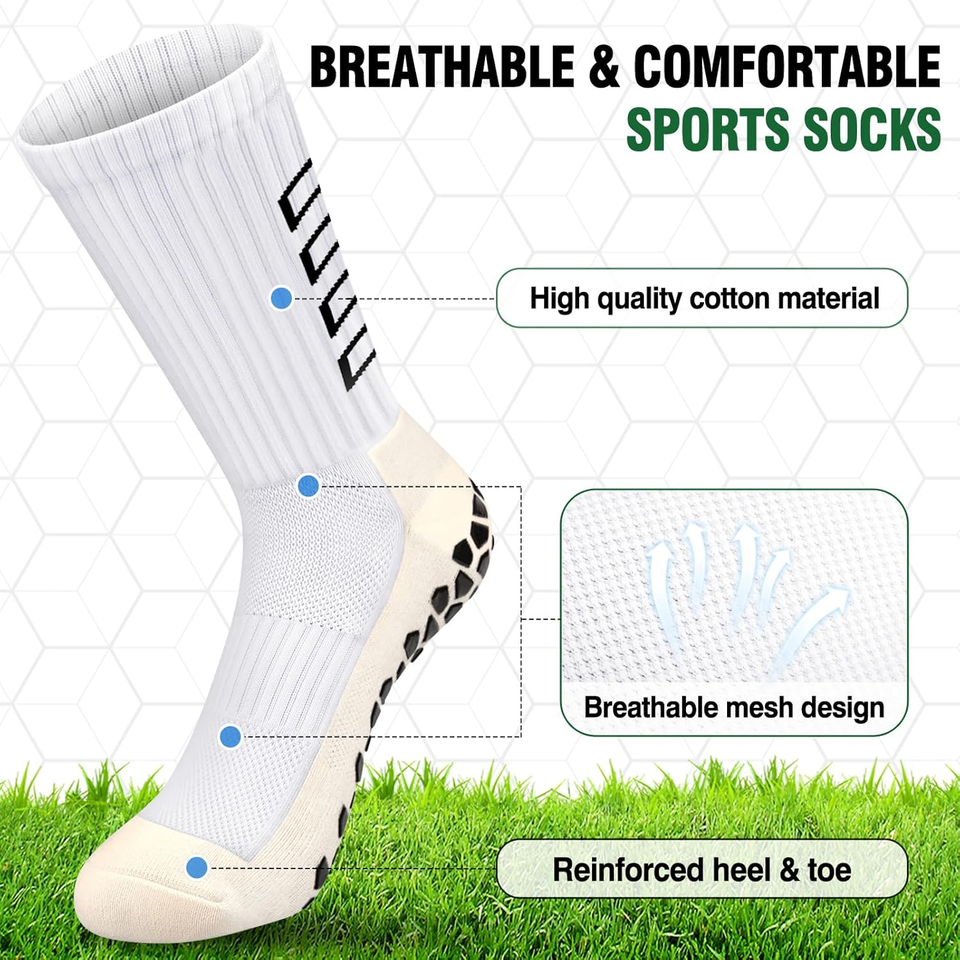 Calze Antiscivolo Per Calcio - 2 Paia, Uomo Taglie 37-45, Con Grip In Silicone, Traspiranti - Foto 9