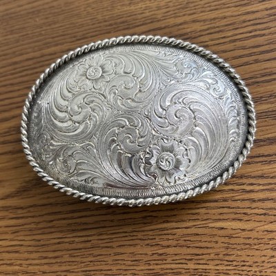 Montana Silversmiths western belt Paisley floral engraved  display picture 2