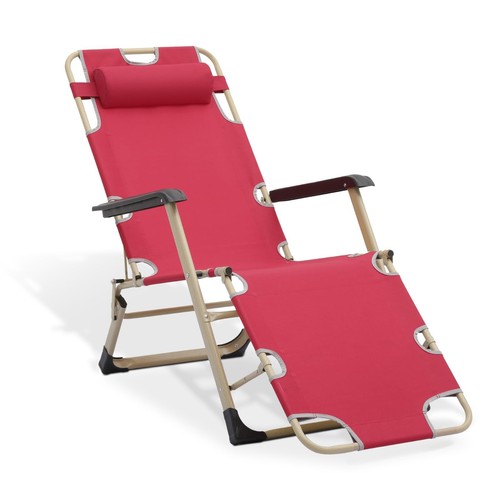 Folding Reclining Patio Chair, 3-Position Patio Lounger Folding Chairs with A...