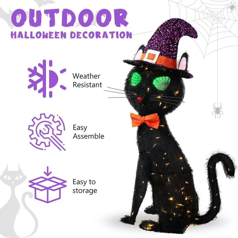 KatchOn Halloween-Girlande Schwarz Glitzernd – 8 Stück, Doppelseitig, Mit Fledermäusen, Kürbissen, Hexen