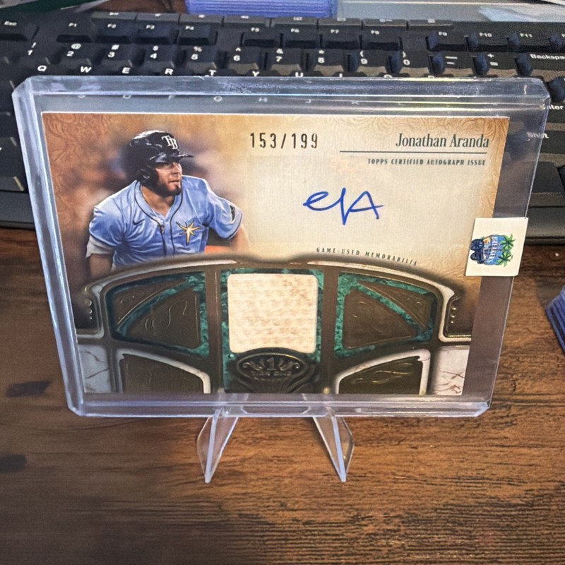 2026 Topps Tier One Jonathan Aranda Auto Relic AT1R-JA /199 Rays Dirty Patch