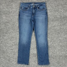 Lee Perfect Fit Straight Leg Jeans Womens Size 14 Medium Wash Stretch Denim