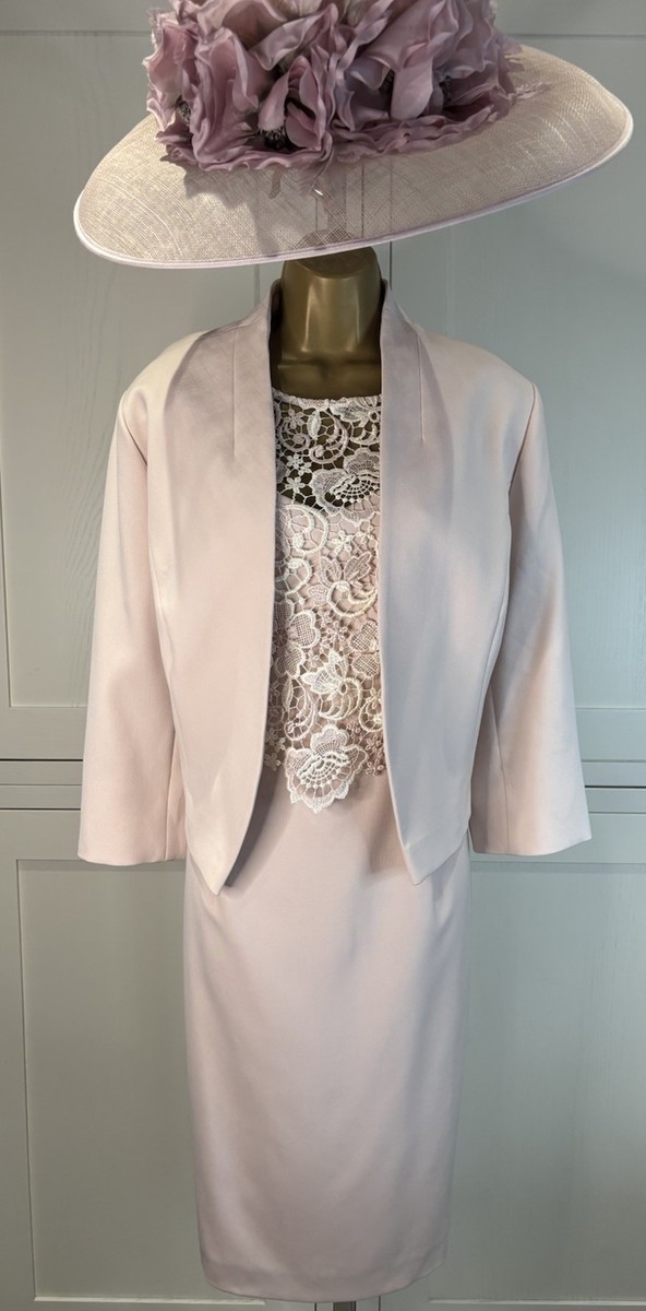 Phase Eight UK 18 Pink Ivory Lace Dress Jacket Wedding Mother