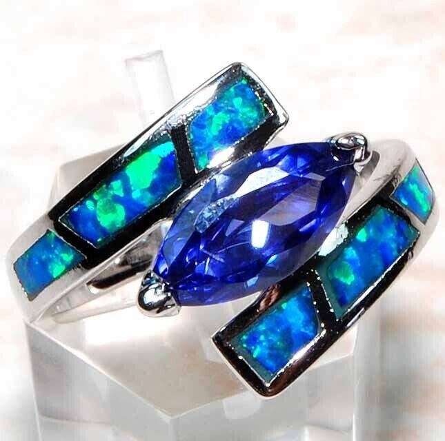 2CT Australian Opal Inlay 925 Solid Sterling Silver Ring Sz 7 PC5-2