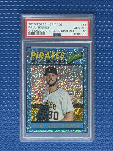 2026 Topps Heritage Paul Skenes Chrome Light Blue Sparkle PSA GEM MT 10 Pirates