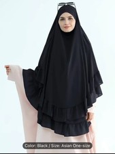 Large Overhead Hijab Khimar Ruffle Headscarf Abaya Prayer Islamic Burka Niqab