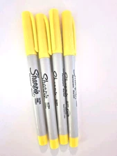 YELLOW Ultra Fine Point Sharpie Markers Permanent Marker Lot Of 4