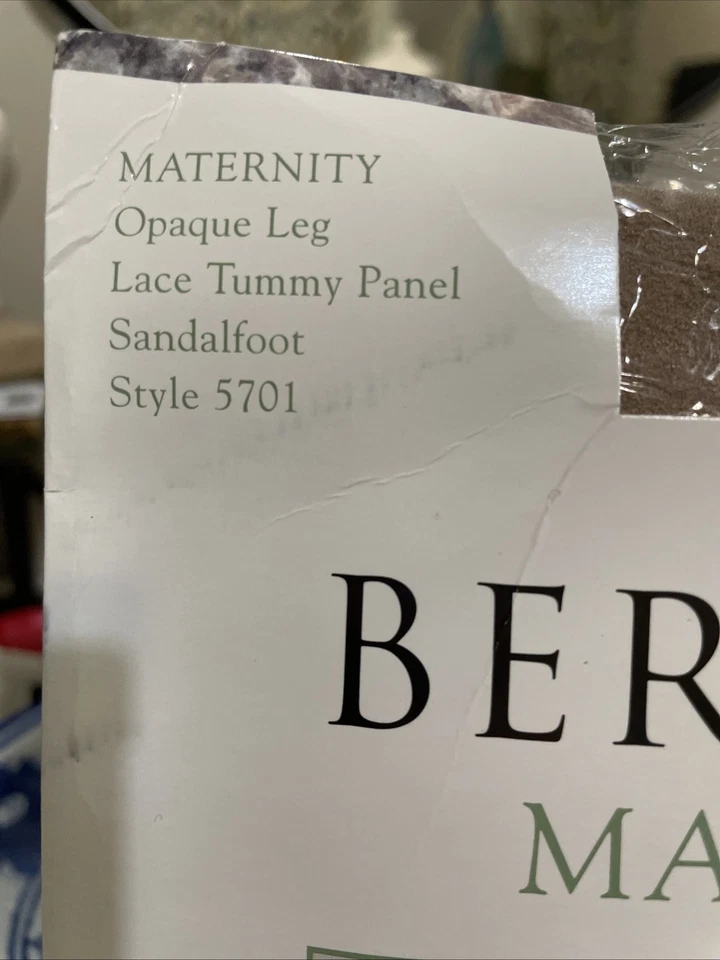 Berkshire Maternity Sz B Nude Opaque Leg Tights Lace Tummy Panel Style # 5701 - Image 3 of 4