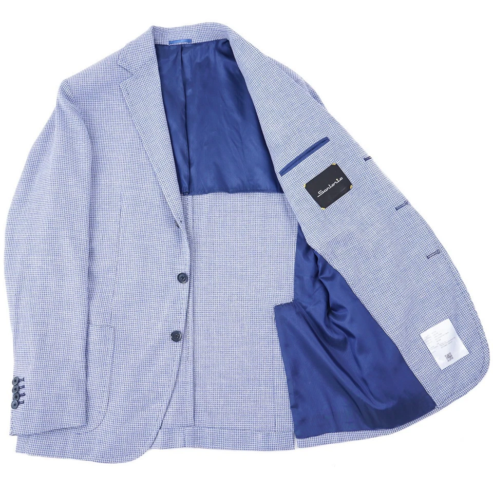 Abrigo deportivo Sartorio by Kiton a cuadros pata de gallo tejido lana-lino 42R (UE 52) NUEVO CON ETIQUETAS Foto 2 de 4