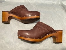 Awesome Uggs Brown Leather Clogs Sheepskin Lined Nail Heads Us 12 Euro 43