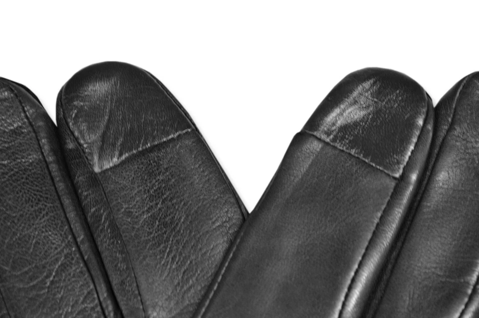 Brooks Brothers Black Smart Touch Leather & Cashmere Gloves, Large L BB-3082 - Image 2 of 3