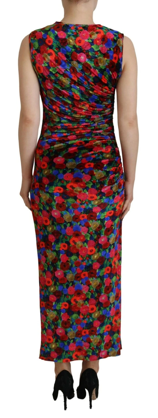 DSQUARED2 Maxi abito donna Dsquared² multicolore floreale bodycon ruches autentico