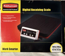 Rubbermaid Commercial FG404088 Digital Receiving Scale 400lb Capacity 12x12" New