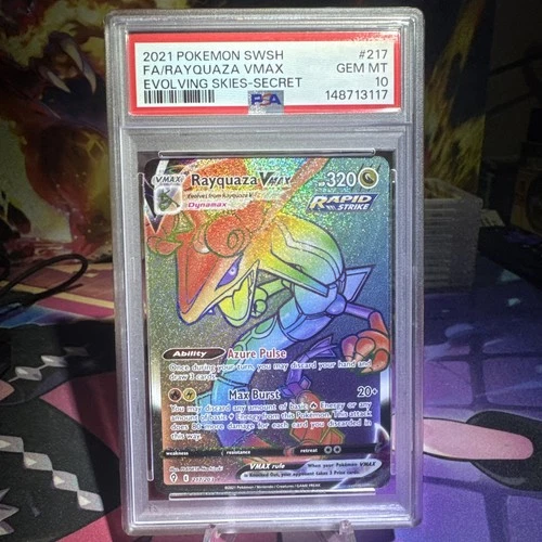 Rayquaza VMAX (Secret) 217/203 SWSH07: Evolving Skies Holo PSA 10
