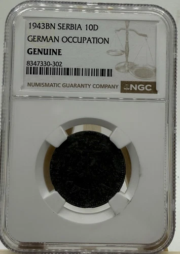 1943BN Serbia 10D German Occupation  NGC Genuine
