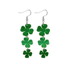 St. Patrick's Day Earrings for Women,Irish Shamrock Acrylic Dangle C