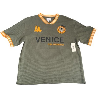 Mode of One Mens M Relaxed Fit Knit T-Shirt Venice LA California Green/Orange ND
