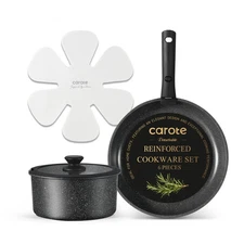 Carote 6 Pcs Nonstick Cookware Set, Granite Reinforced With Removable Handle