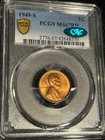 1949-S Lincoln Cent PCGS MS 67 RD CAC Approved Wheat Penny