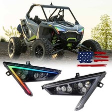 2x Rgb Led Headlights With Turn Signal For Polaris Rzr Pro Xp 2020-2024 Atv Utv