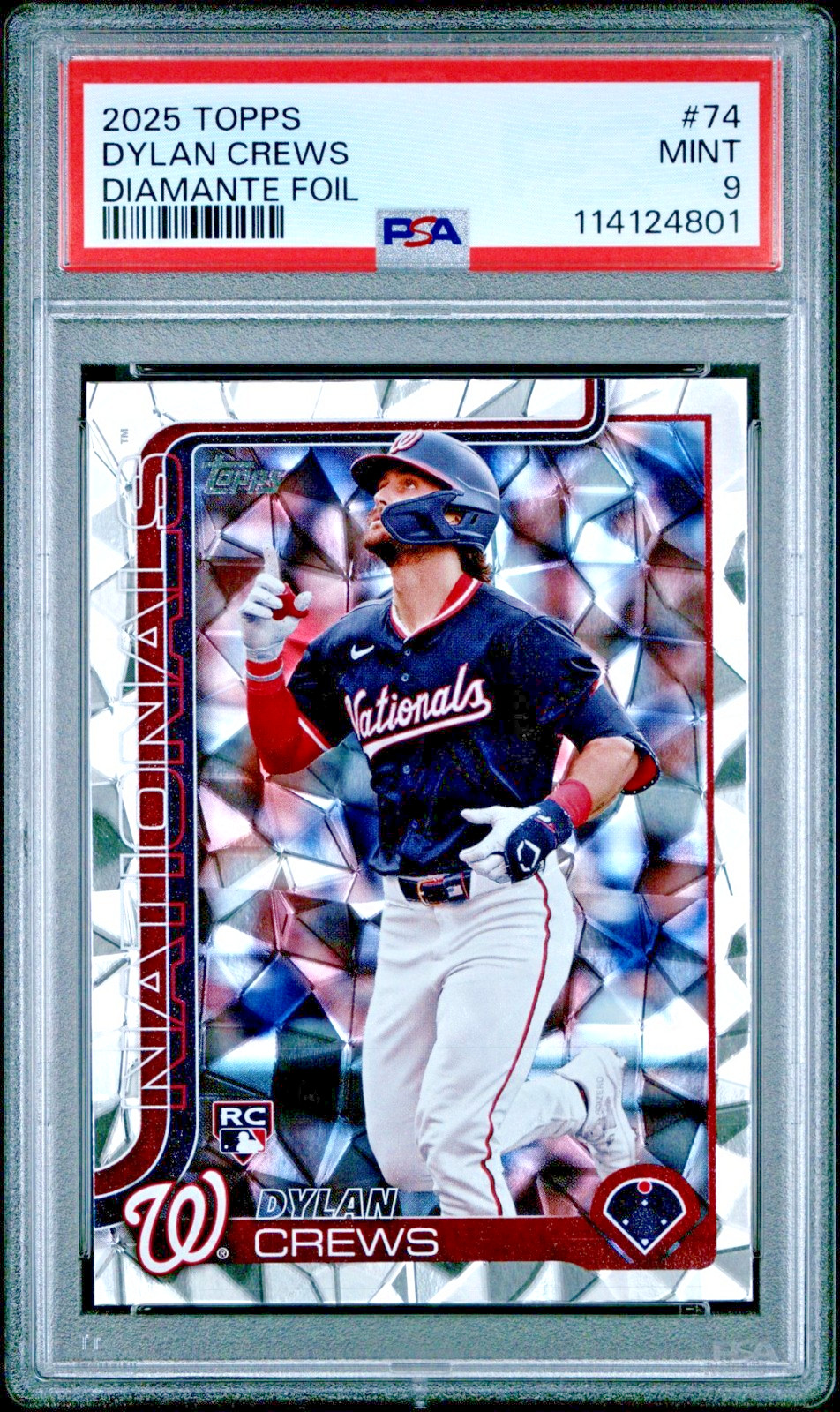 🔥2025 Topps Series 1 Diamante Foil ~5775 #74 Dylan Crews RC WAS Nats PSA 9🔥