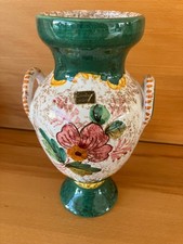 VINTAGE KERAMIK HENKEL- VASE- AMPHORE- MAJOLIKA- MADE IN ITALY- 21 cm