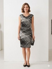 Women's David Meister Black  White Abstract Cowl Neck Dress Size 4