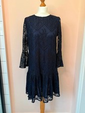 Ganni Larkin Lace Navy and Black Mini Dress Size Medium