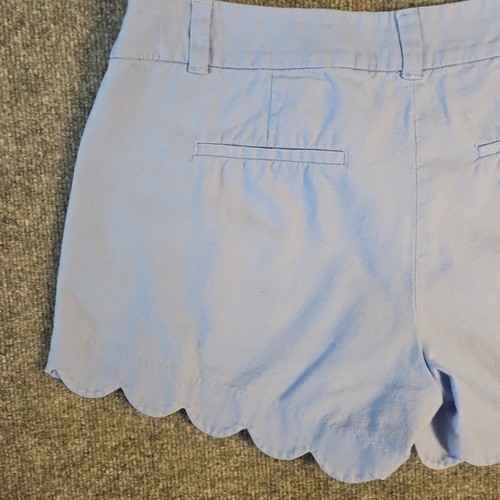 J.Crew Women’s Scallop Hem Shorts Blue Chino Size 6 Cotton Summer Preppy Cut - Picture 3 of 9