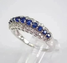 Wedding Ring LabCreated Blue Sapphire 14K White Gold Plated 2Ct Round Women's