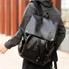 Zaino per laptop Zaino da uomo in pelle PU nera per escursionismo regalo