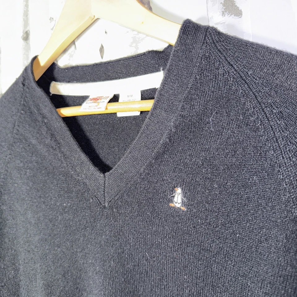 Suéter Vintage Original Penguin Munsingwear Años 90 Lana de Cordero Cuello en V Talla Mediana M Foto 2 de 4