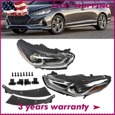 For 2018 2019 Hyundai Sonata Halogen Headlight Left+ Right Assembly w/ Bulb Pair