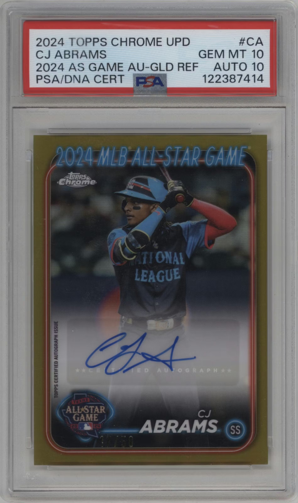 2024 Topps Chrome Update CJ Abrams Gold Auto /50 PSA 10 AUTO 10 POP 1 ASG