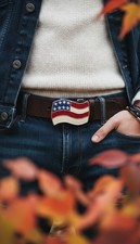 New Men Women Buckle Western Silver American USA Flag United States Casual Look