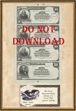 COPY 1915 Proof  $10 & $20 First Natl Bank of Olanta  South Carolina #10748