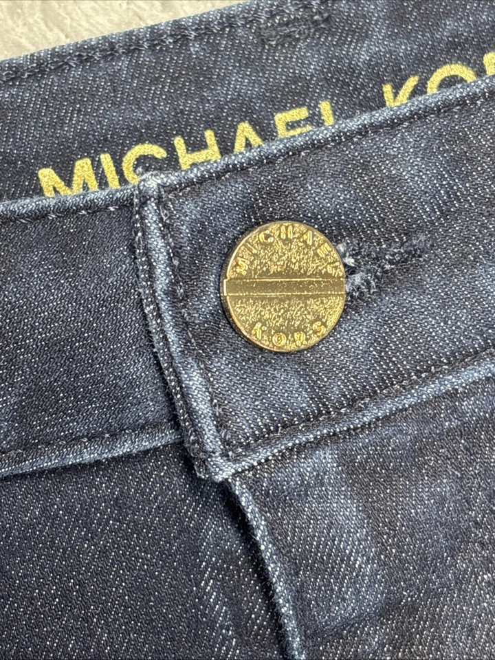 Pantalones de mezclilla para mujer Michael Kors azul oscuro elásticos pierna recta clásicos talla 14” Foto 4 de 4