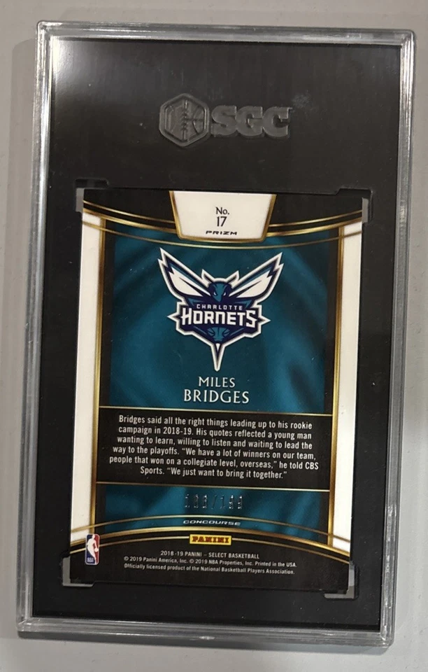2018-19 Select Miles Bridges Rookie /199 💎SGC 10💎 Concourse Red RC - Image 2 of 2
