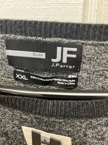 J.Ferrar Men’s XXL Slim Fit Grey/Black Sweater Gray Casual Cotton Blend NWT - Picture 3 of 5