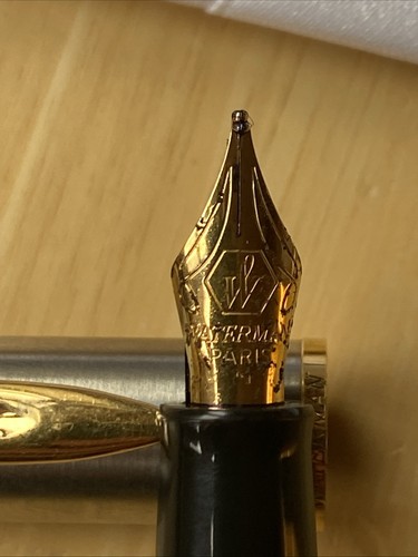Waterman Paris Fountain Pen Gold Medium Nib Stainless Steel With Gold Trim - Picture 4 of 6