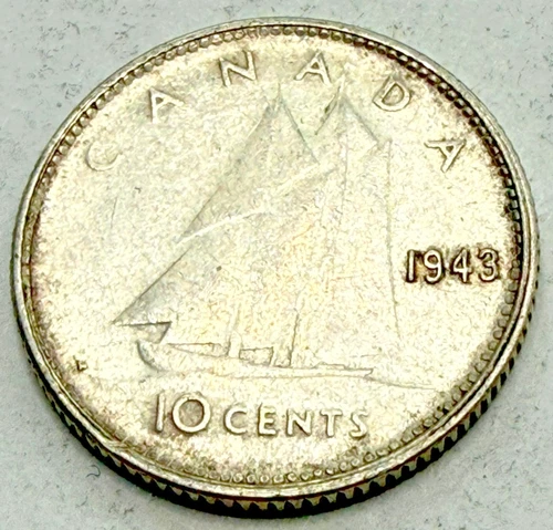 1943 Canadian 10 Cent Silver Dime.  WWII