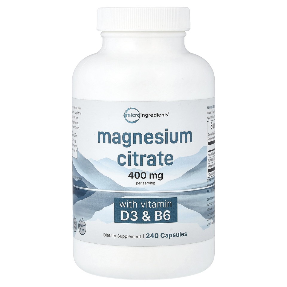 Magnesium Citrate With Vitamin D3 & B6, 240 Capsules