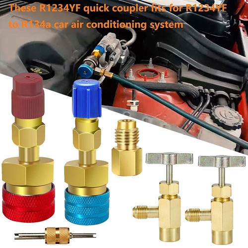 High Power R1234YF Quick Coupler Connector Adapters AC Manifold Gauge Set 6pcs
