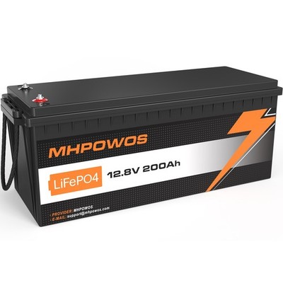 MHPOWOS 200Ah LiFePO4 Lithium Battery 12V for Cabins Farms Off Grid Solar System