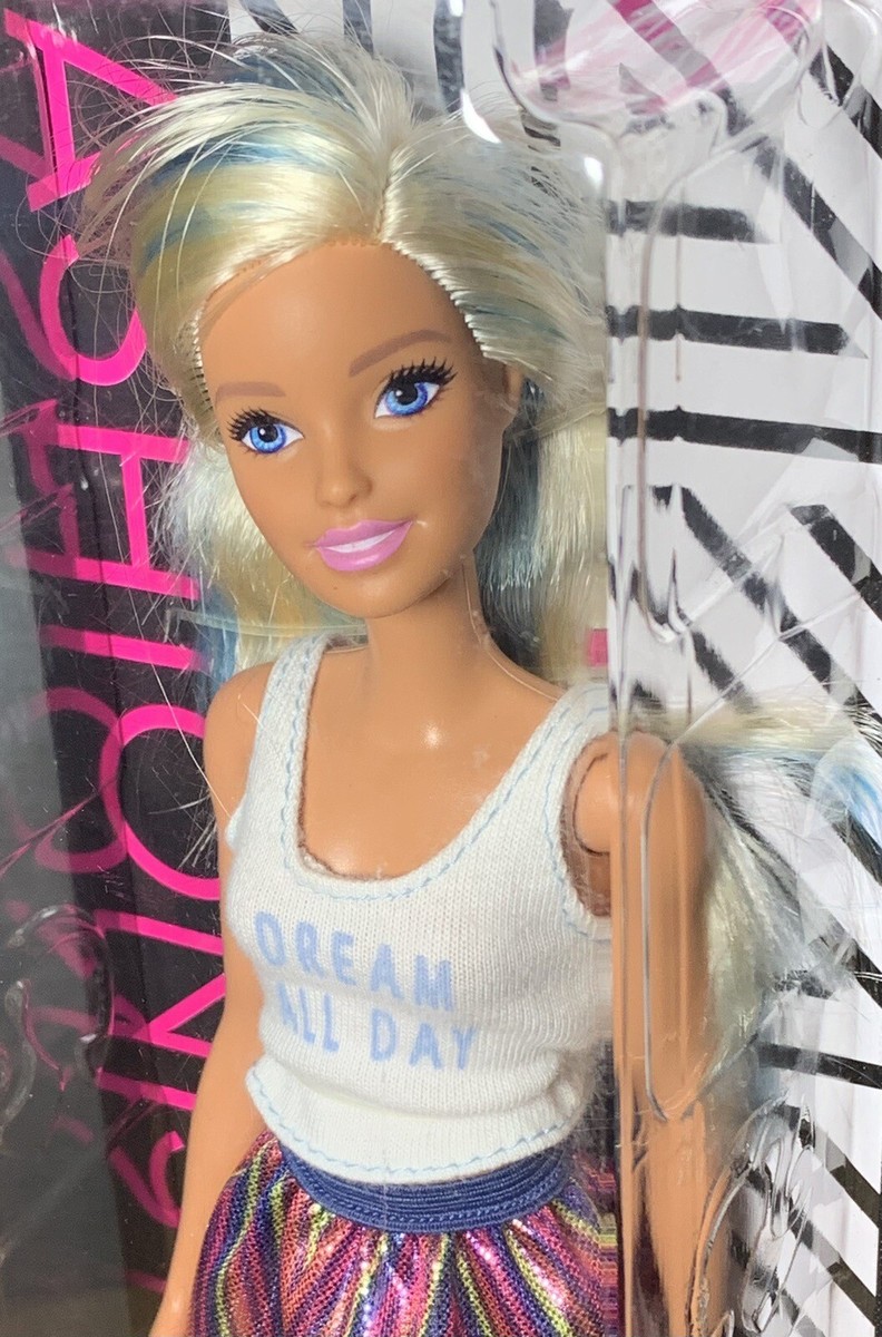 Barbie Fashionista Doll #120 Dream All Day, White Blue Highlights